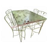 Iron Patio Table w/Glass Top & 4 Chairs