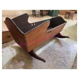Early Wooden Rocking Cradle 41in Long