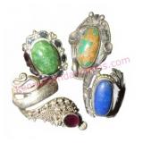 4 Sterling Silver Gemstone Rings 27g