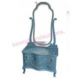 Antique Blue Painted Princess Dresser w/ Mirror