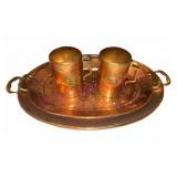 Old Dutch Copper Salt & Pepper Shakers w/Trays