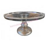 Ant. Clear Glass Pedestal Cake Stand (no damage)
