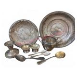 Sterling Silver Lot: 12.6+ozt, Plates, Spoons, etc