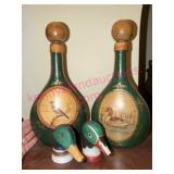 2 Bird Decanters Leather Wrapped & Duck Shakers