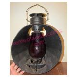 Antique Dietz RR Lantern w/Tall Red Glass Globe