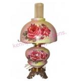Hand Painted Floral Glass Hurricane Lamp