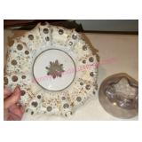 Victorian Bohemian Dish & Blown Glass Rose Bowl