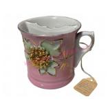 Pink Porcelain Victorian Mustache Cup