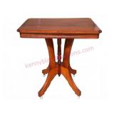 Victorian Parlor Table w/Porcelain Casters