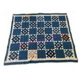 Antique Quilt Blue & White Hand Done 66x75 in