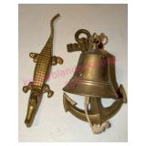 Brass Alligator Nutcracker & Anchor Bell