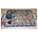 Porcelain Tray w/ Pieri Japan Dishes, Plated Spoon