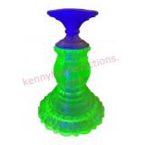 Rare 1800s Uranium Glass Lamp Base w/Brass Mount