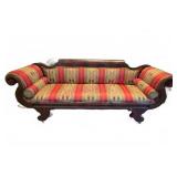 Mahogany Scroll Arm Sofa w/Upholstered Seat