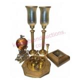 Lot of Brass Pcs Incl. Candleholders, Plates, etc.