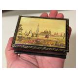 Signed Russian Lacquer Box w/ Architectural Scene