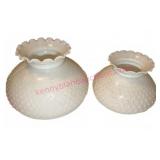 2 Vtg Hobnail Milk Glass Lamp Shades