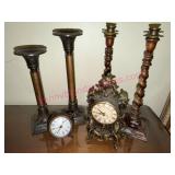 Metal & Wood Candlesticks w/2 Clocks Assortment