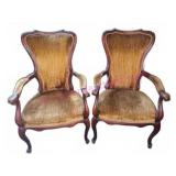Pair French Upholstered Armchairs