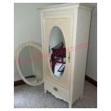 White Cabinet Mirror Door & Oval Wall Mirror