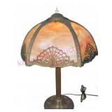 Gorgeouis Old Stained Glass Lamp w/Shade