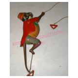 Vintage Tin Climbing Monkey Toy Pull String