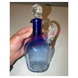 Cobalt Blue Glass Cruet w/Cut Glass Stopper
