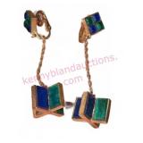 Crown Trifari Clip-On Earrings w/ Blue & Green