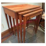 Wood Nesting Tables w/Drawer, 3 Pieces