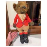 Vtg 22in Dressed Plush Bear w/Red Coat