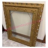 Large Ornate Antique Picture Frame w/Old Glass