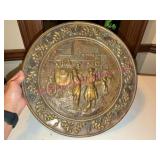 Brass Wall Plaque w/Relief Coach Scene