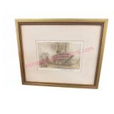 Framed Steam Ship Etching "Kate Adams", 9 x 11