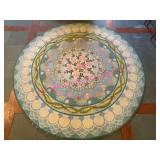 Vtg Round 6ft Hand-Hooked Floral Wool Rug