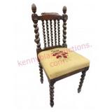 Petite Antique Walnut Twist Chair Needlepoint