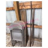 4 Rusty Metal Folding Chairs & 3 Bent Prybars
