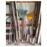 Corner Lot of Assorted Yard & Garden Tools