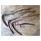 3 Old 5ft Scythes & Wheat Knife
