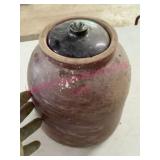 Antique Brown Stoneware Food Jar
