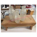 Johnsonï¿½s Glass Milk Bottles & Wooden Bench