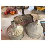 2 Tractor Funnels & 1 Tri-M Dustpan