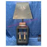 Punched-Tin Lamp w/ Night Light Base Glass Panels