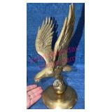 Brass Eagle Figurine on Globe Pedestal