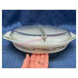 Pyrex Black Scroll Divided Buffet Server 1.5 Qt