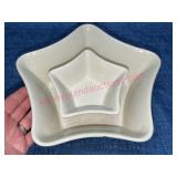 2 Longaberger Pottery Red Star Bowls