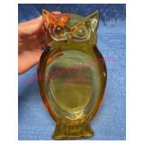 Viking Glass Amber Owl Ashtray