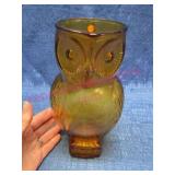 Amber Owl-Shaped Glass Pitcher w/Handle