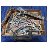 Flat of Wrenches, 3in C-Clamp, Etc