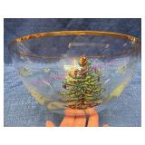 Spode Glass Bowl w/Christmas Tree, Chip on Rim