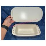 Longaberger Pottery Red Loaf Pan w/Lid, 1.5 Qt